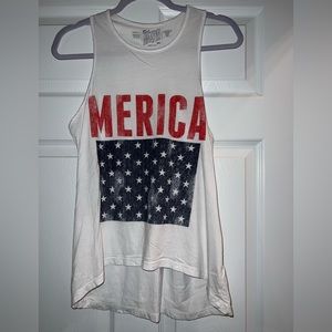 White racer back Merica tank. Size S.